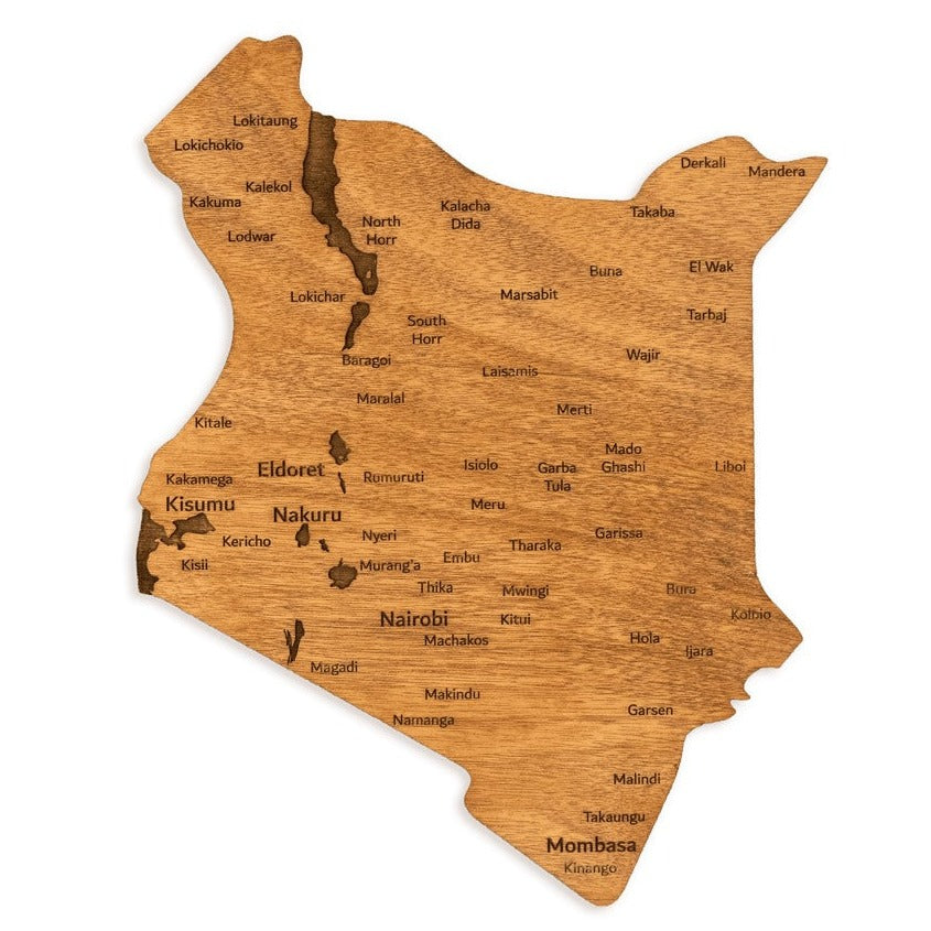 Kenya Wooden Map
