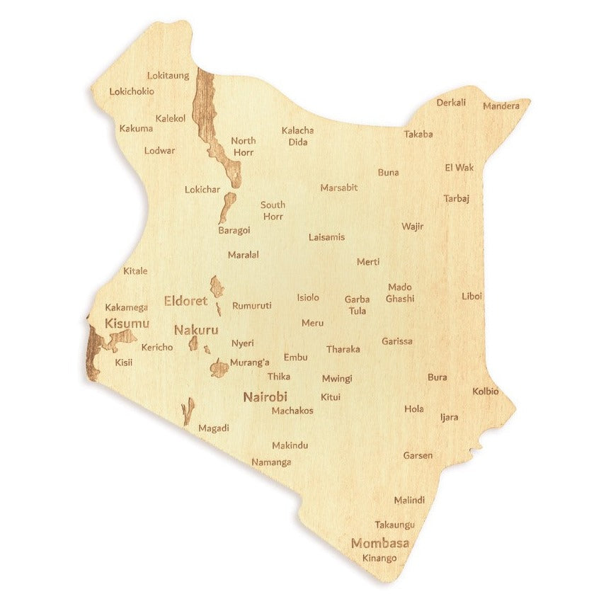 Kenya Wooden Map