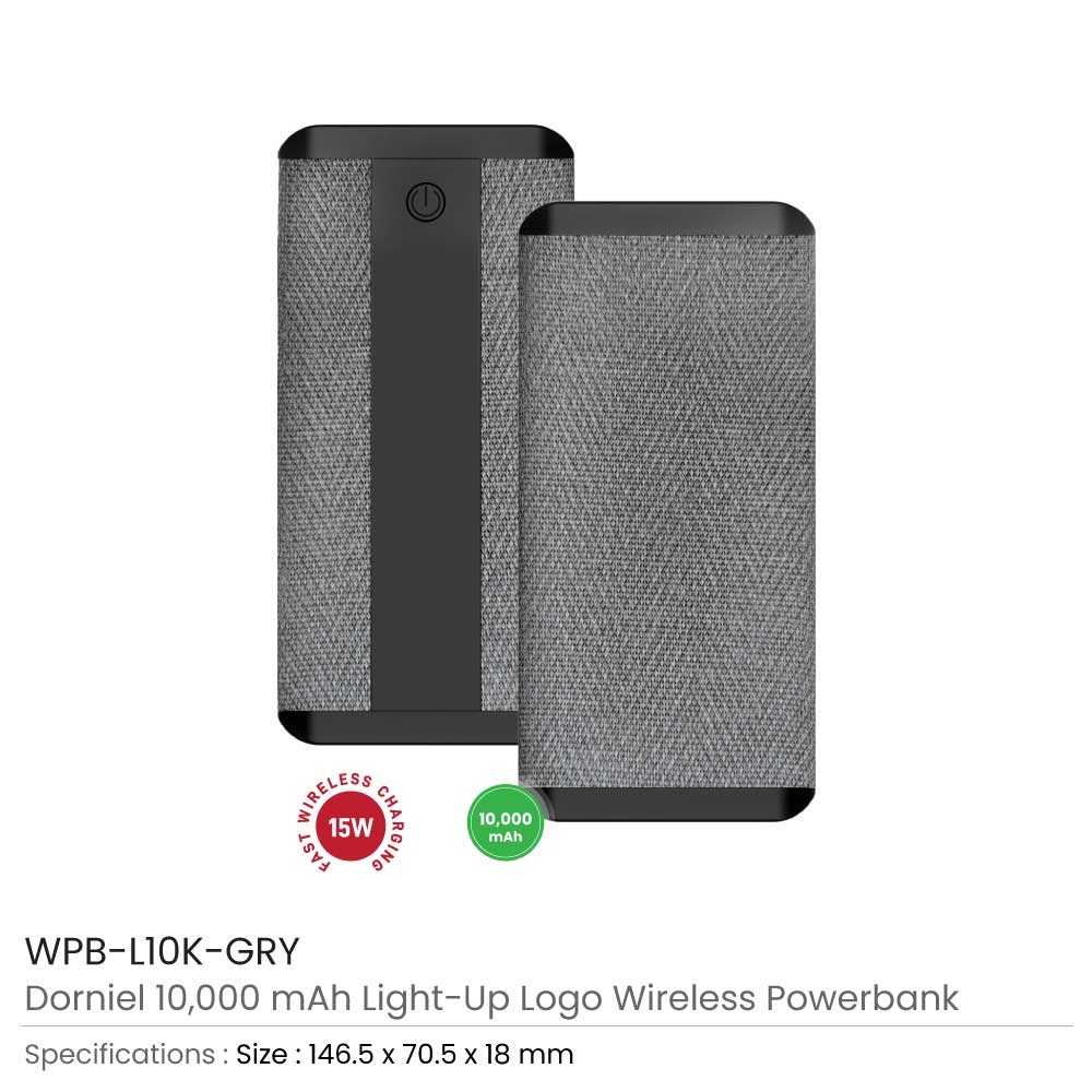 Dorniel Wireless Powerbank 10000 mAh with Light-up Logo