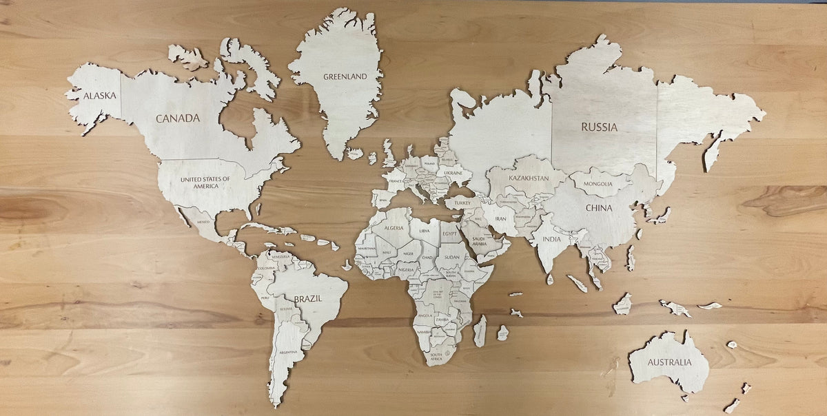 3D Custom Wooden World Map White Wood – Globenir