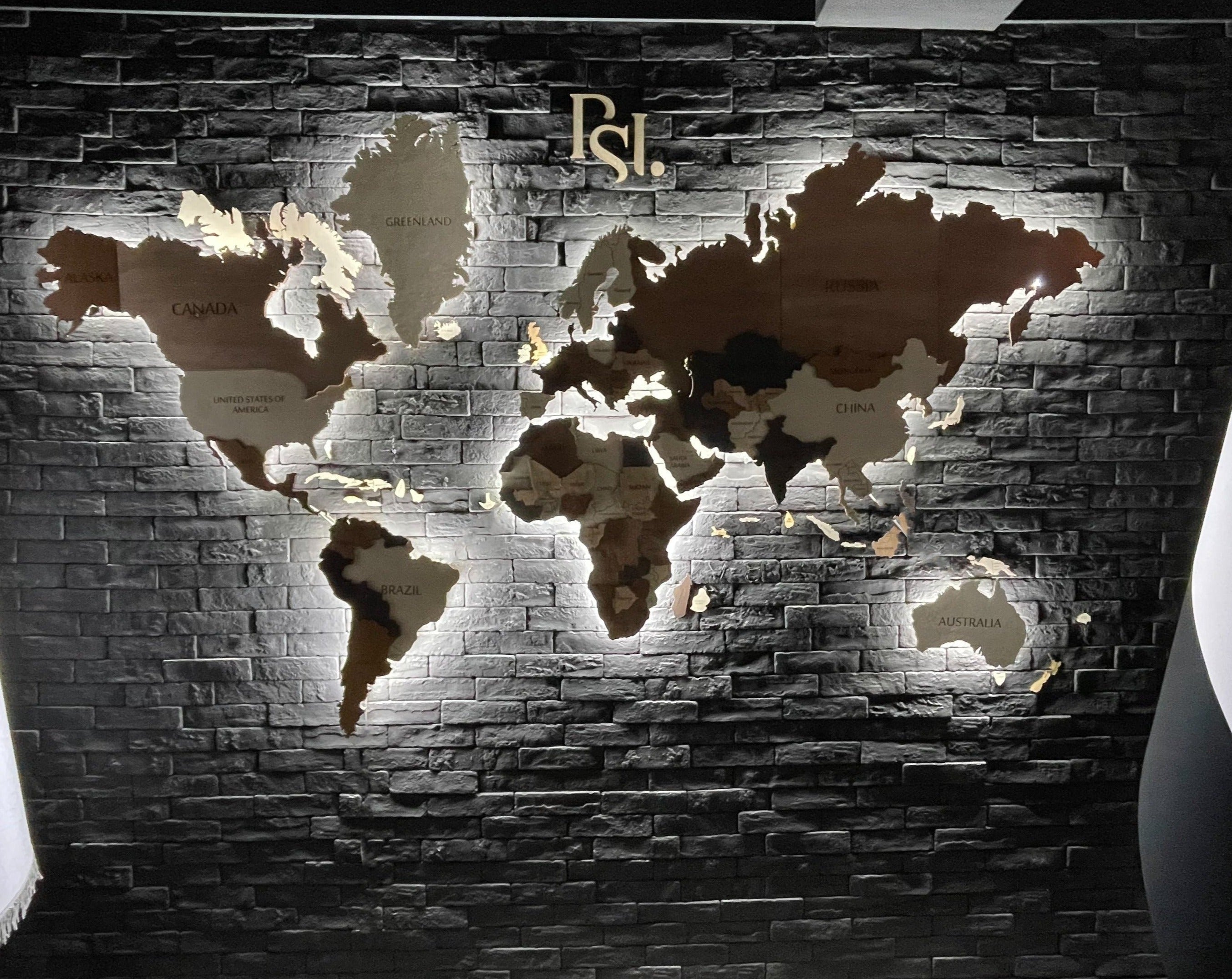 Wooden World Map with LED Light